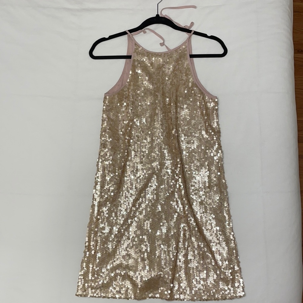 Sequin Halter Shift Dress